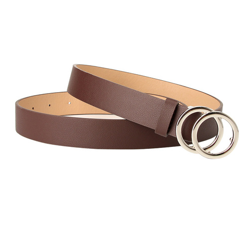 Korean style fashion decorative women's belt simple student jeans belt double loop buckle workplace suit belt wholesale