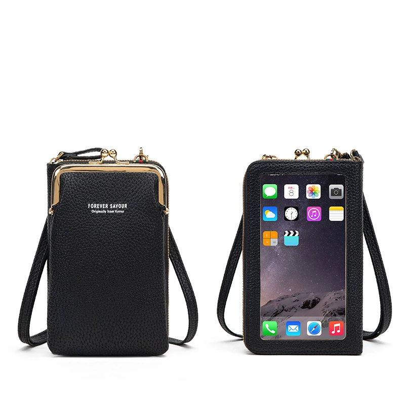 FOREVER SAVOUR Small Kids Wallet Shoulder Bag with Touch Screen Phone Pocket, City Style, 18x11x5 cm