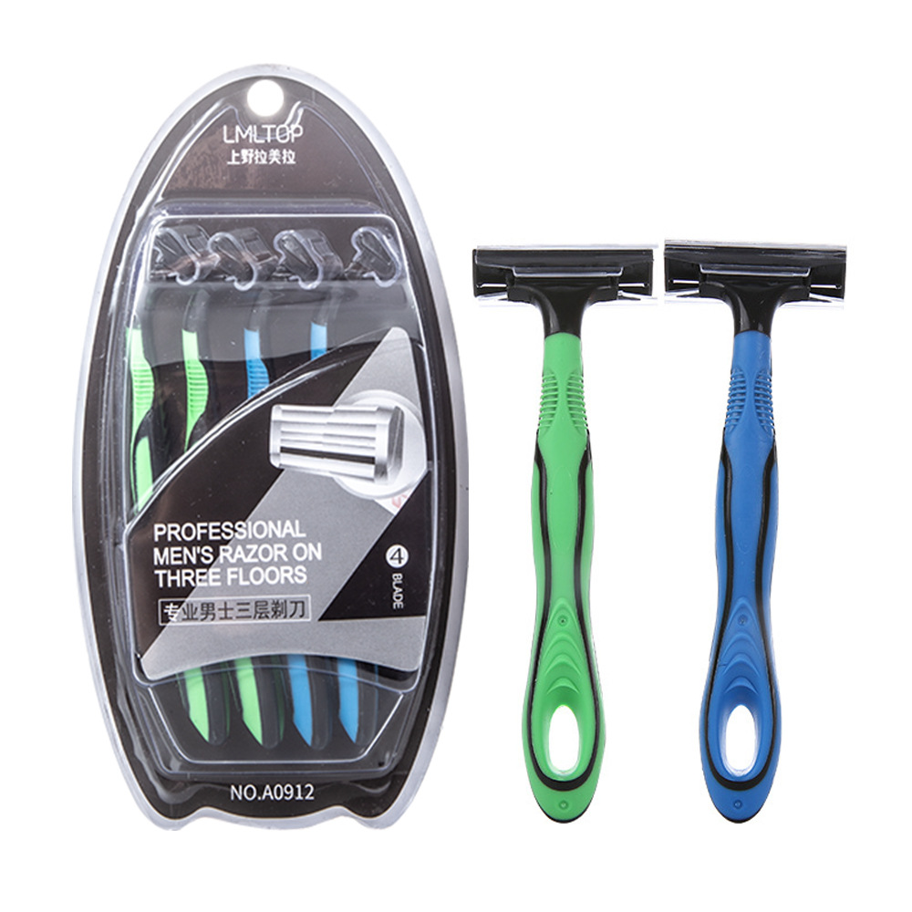 Lamila 3 capas de acero inoxidable hoja de los hombres Rake cuchillo axila maquinilla de afeitar 4 Pack A0912