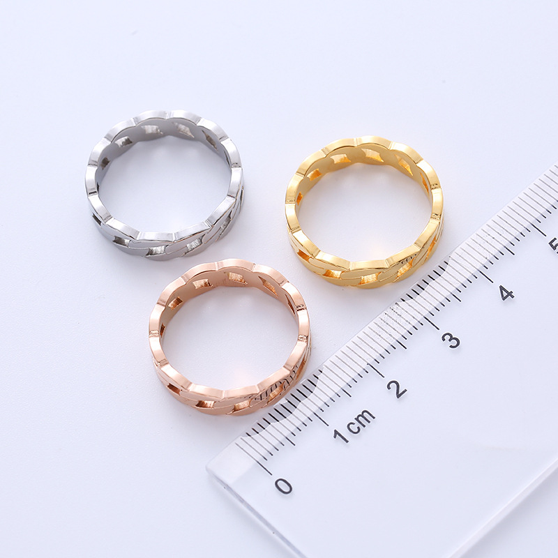 Simple Style Geometric Titanium Steel Rings Hollow Out Stainless Steel Rings