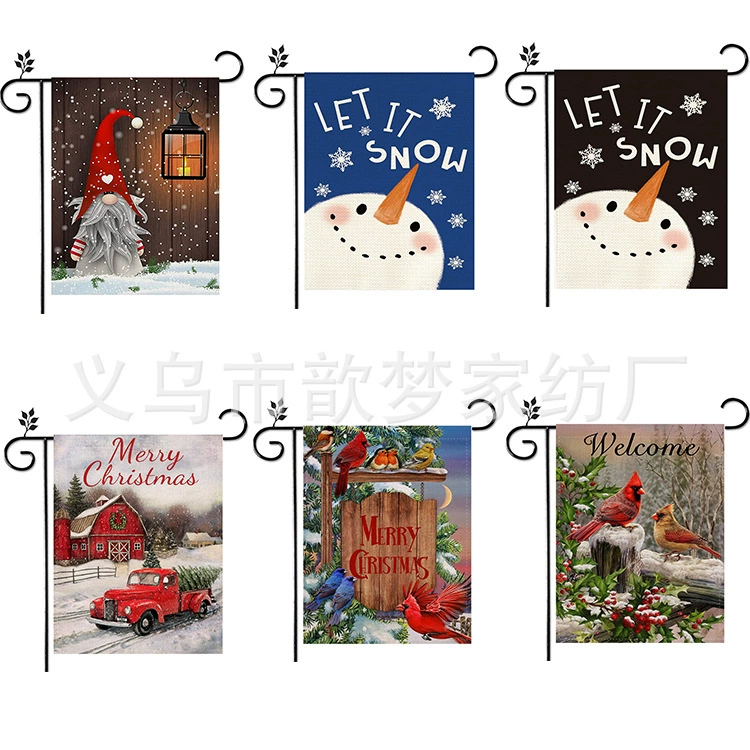 2024 трансграничный новый рождественский снеговик наружный декоративный садовый флаг Двусторонний льняный садовый флаг