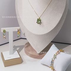 施家版ゲマカラークリスタルネックレス、ブレスレット、イヤリングセット、キャンディシリーズ卸売工場