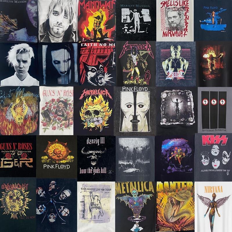 Direct Injection Vintage Short-Sleeved Bieber Vtg European and American Old Vintage Manson Saint Loose High Street American Men's T-Shirt