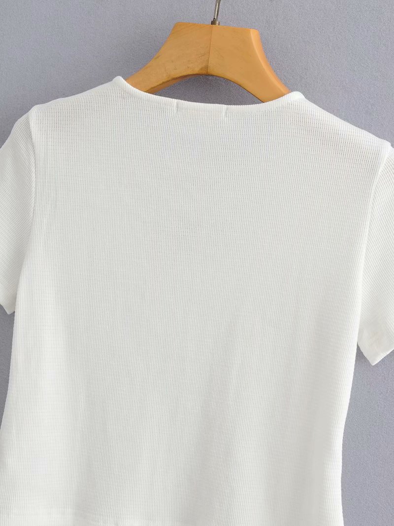 new bow-knot hollow short-sleeved round neck T-shirt NSAM56909