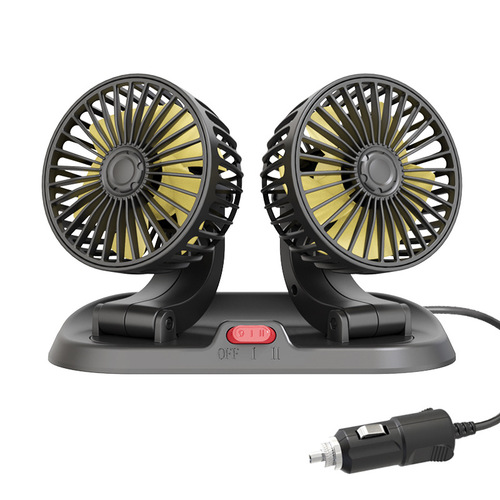Car fan double head car electric fan 360 rotatable wind power with parking sign mini small fan for car