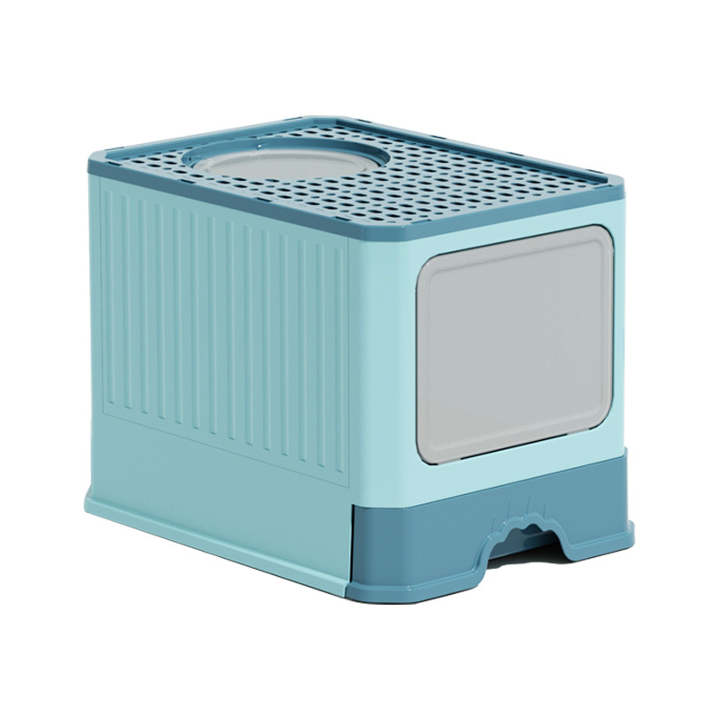 Gran tamaño totalmente cerrado lavabo de arena para gatos anti-derrames tipo cajón inodoro para gatos plegable fuente de lavabo de excremento para gatos fábrica al por mayor