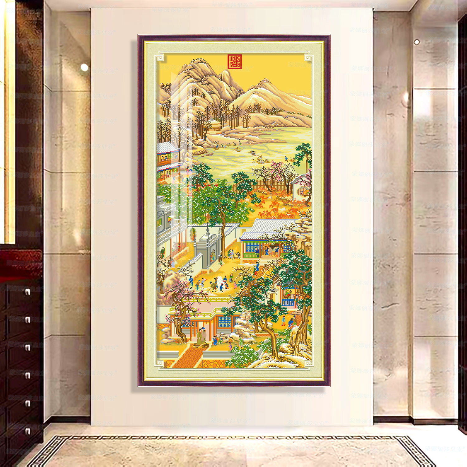Mona Lisa Royal punto de cruz Yongzheng Diciembre-Lunar diciembre apreciación de la nieve nuevo estilo chino antiguo paisaje vertical image 3