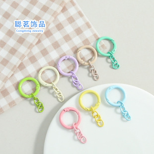 Candy Color Rainbow Spring Coil Painted Four-Section Chain Keychain Connecting Split Ring Pendant Dy Jewelry Accessories Wholesale