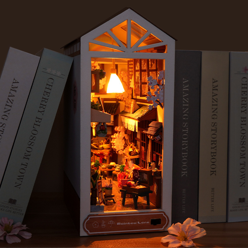 Tianyu DIYHut TC17 Alley After The Rain Hand-assembled Creative Three-dimensional Book Stand Model Ornaments Birthday Gift