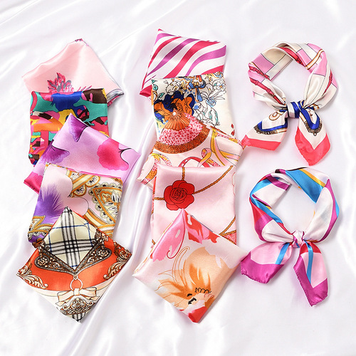 50-color polyester square scarf for women, suitable for spring and winter, pairs with shirts, professional decoration, thin beanie, neck scarf