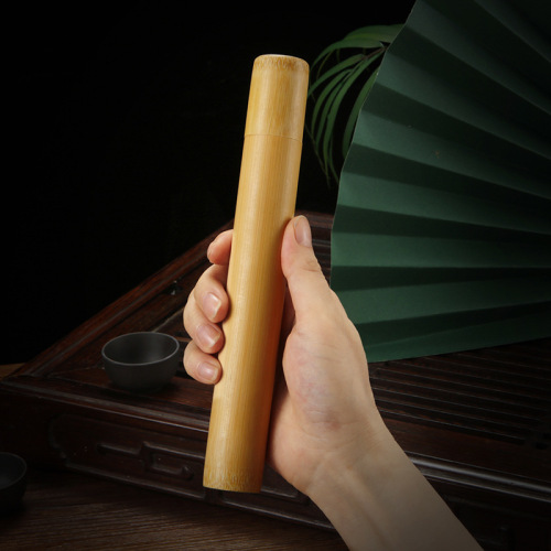 Healthy natural bamboo sealed moisture-proof tea bucket Chinese round tea box small portable tea can storage box