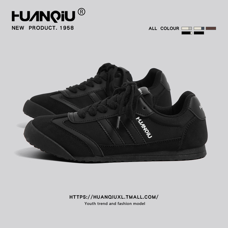 Universal Black Moral Training Shoes for Women 2025 New Spring Retro Versatile Lightweight Running Shoes Sports Casual Small Black Shoes