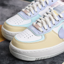 莆田空军一号马卡龙休闲厚底板鞋解构 AF1增高女款糖果拼色小白鞋