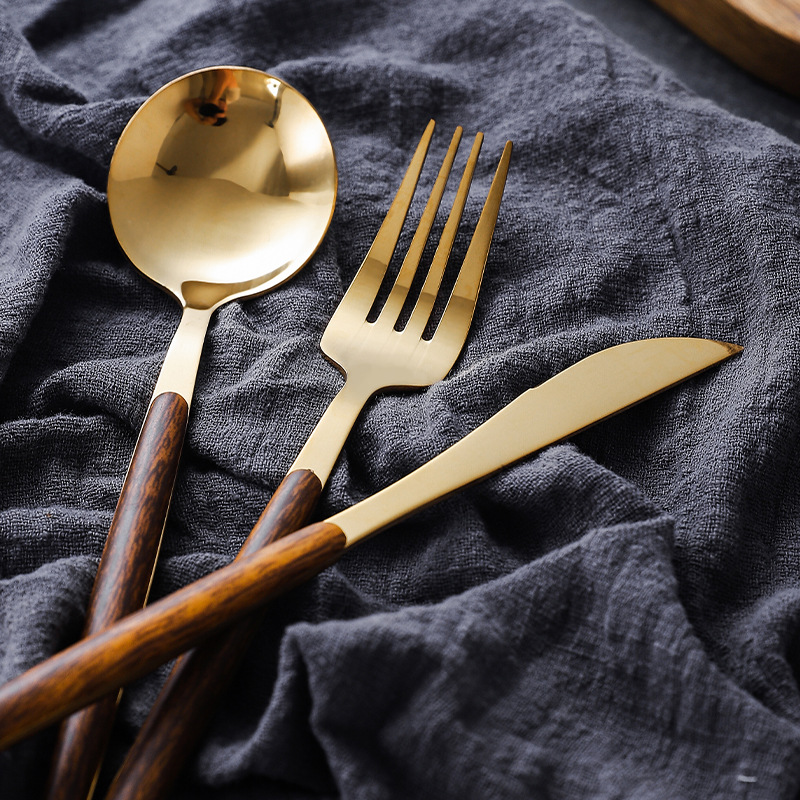 Cuchillo de baquelita creativo, tenedor y cuchara haya cuchillo de filete occidental Tenedor de fruta cuchara de café