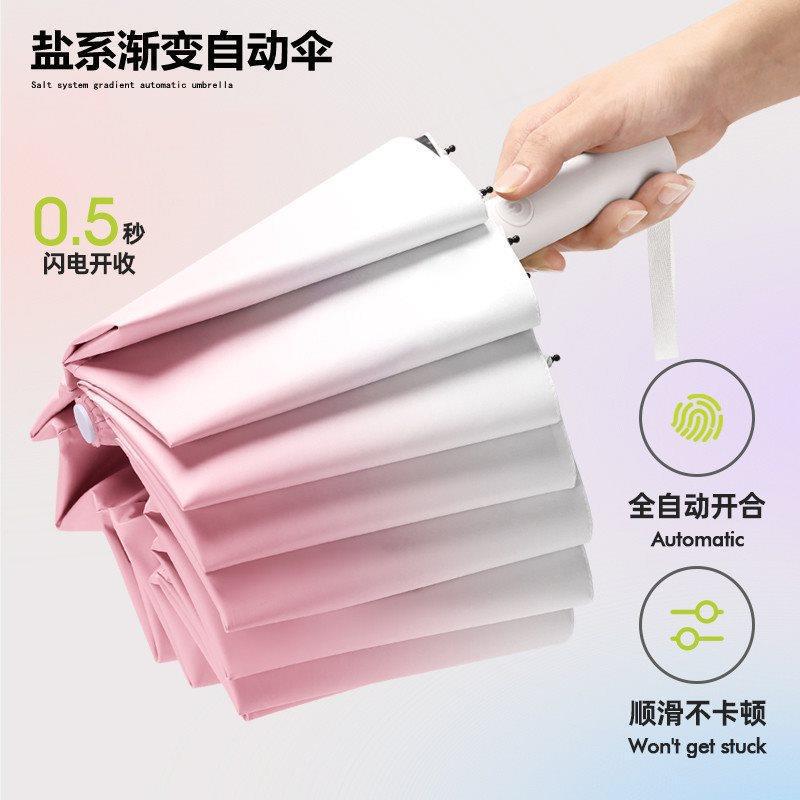 High-Looking Gradient Girls' Sun Umbrella with Sun Protection and Uv Protection, Fully Automatic Sunny and Rainy Umbrella, Dual-Purpose Folding Sunshade and Wind Resistance