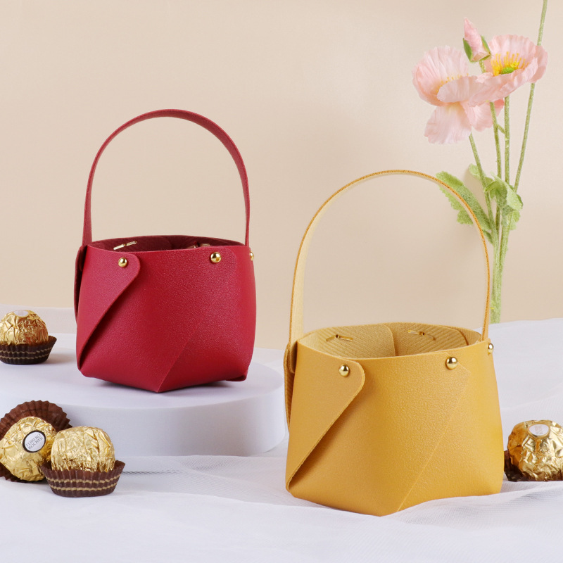 Ins-style new leather hand-held candy bag, European-style wedding favor candy box, wedding candy box, candy bag