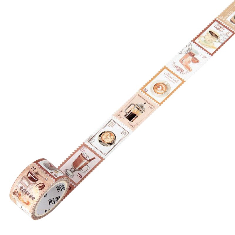 Momo sello troquelado y cinta de papel vintage oficina de correos serie café planta diario pegatinas decorativas 8