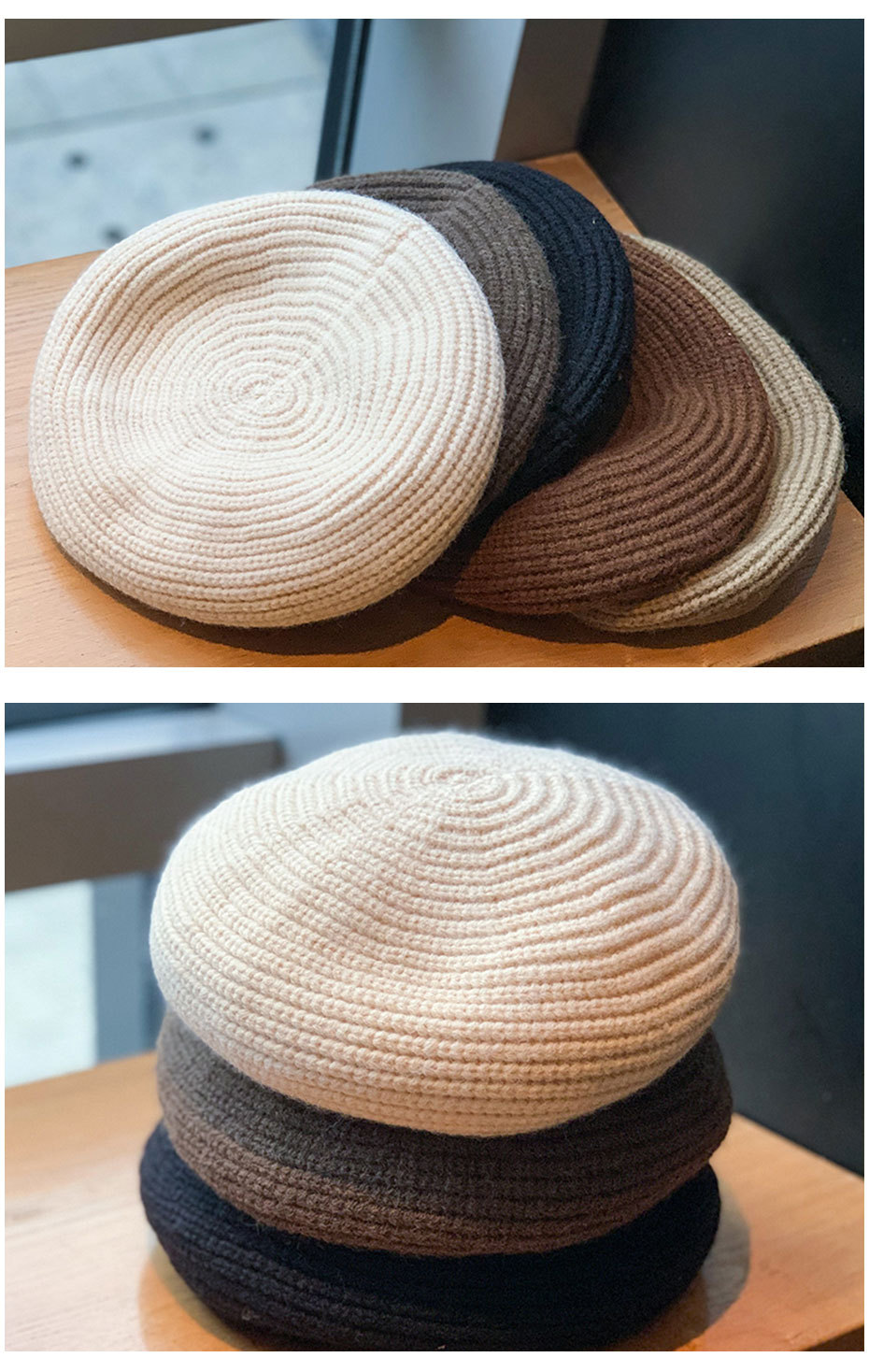 Damen Strickberet Britischer Stil Herbst Winter Warme Mütze_voghion.com