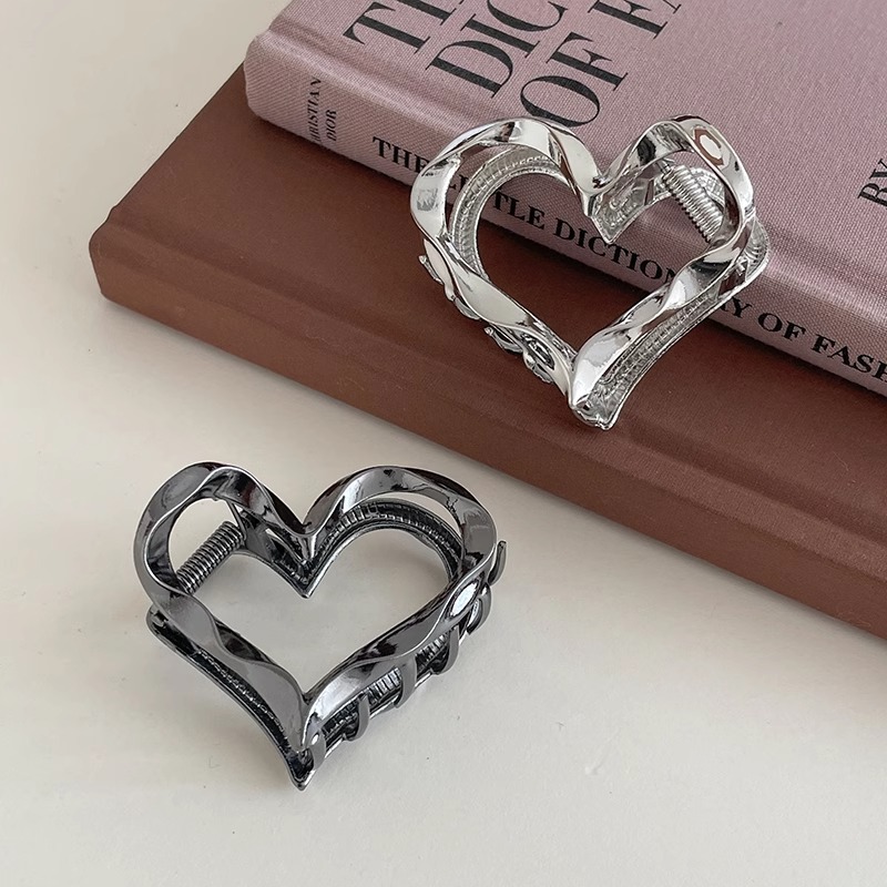 Golden en forma de corazón alta Cola de Caballo clip fijo horquilla trasera de las mujeres exquisita horquilla clip de gama alta tocado de gama alta