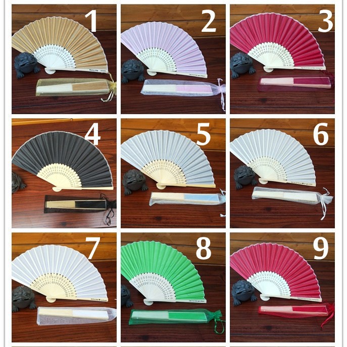 El ventilador de retorno de la boda de seda de un solo paño de color sólido de 6 pulgadas se puede utilizar para la tarjeta de invitación de suministros de boda llano DIY + bolsa de gasa