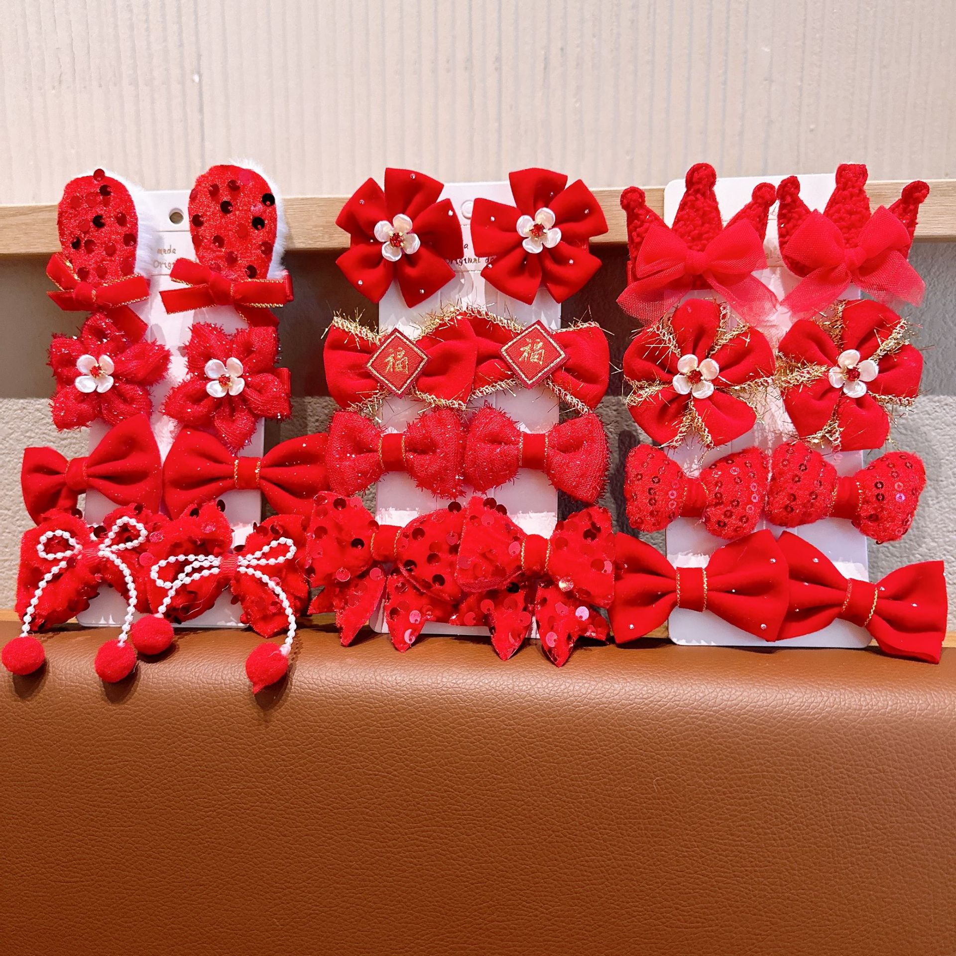 Nuevo traje de horquilla de Año Nuevo para niños Festival de primavera Festival festivo rojo chino clip niña flequillo clip al por mayor