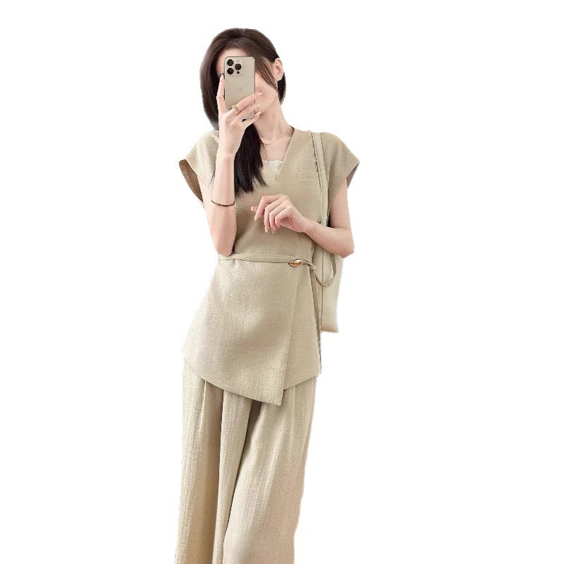 2025年夏新款休闲套装干练气质轻奢高级感女人味马甲阔腿裤套装女|undefined
