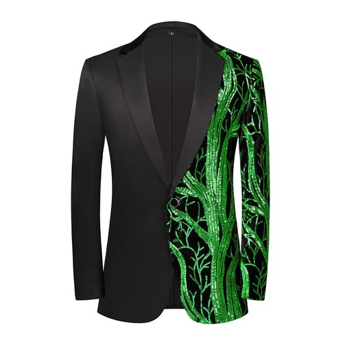 Men youth floral green gold purple sequins singers jazz dance ds dj dance coats dress suits sequins blazer host emcee stage annual party dress clothes