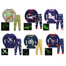 男童睡衣baby3-8长袖螺纹棉儿童睡衣家居服空调服一件代发和(整手