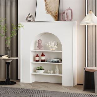 2025 Fashionable European-Style Home Indoor White French Fireplace Decorative Cabinet Arched Art Shelf B&B Entrance