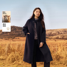 【韩系气质双面毛呢外套】纤莉秀大码女装中长款大衣胖mm冬装新款