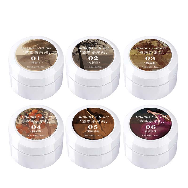 Transfronterizos hervir nuevo té pegamento de ojo de gato 2026 nuevo primavera y verano popular en línea 6 colores pegamento de ojo de gato brillante manicura
