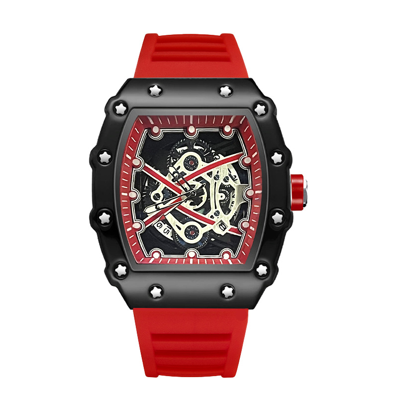 ZIDO Brand Casual Fashion Dominant Fully Automatic Quartz Hollow Luminous Waterproof Black Warrior 1707 Men's Watch_voghion.com