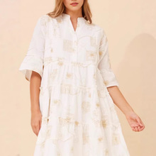 2026欧美跨境亚马逊独立站速卖通夏季新款亚麻印花女式开衫连衣裙