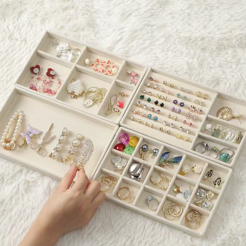 Фланелевый ящик для хранения ювелирных изделий Лоток Ящик для хранения из четырех частей сетки серьги-гвоздики кольцо браслет стенд