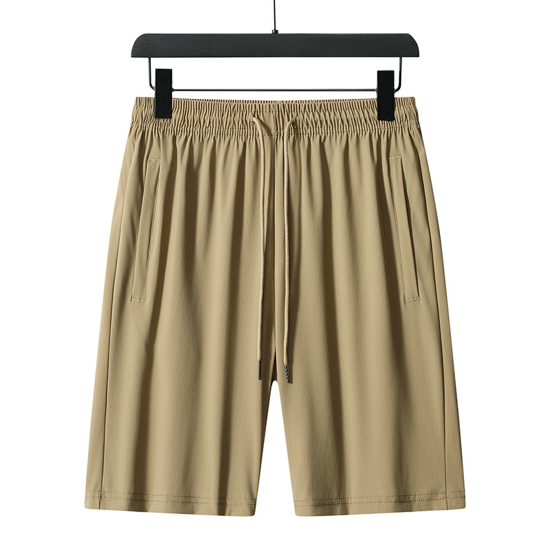 Summer Men's Ice Silk Shorts, Large Size, Five-Point Length, Stretchy, Breathable, Striped Fabric, Suitable for Sports and Fitness, Available for Cross-Border Sales