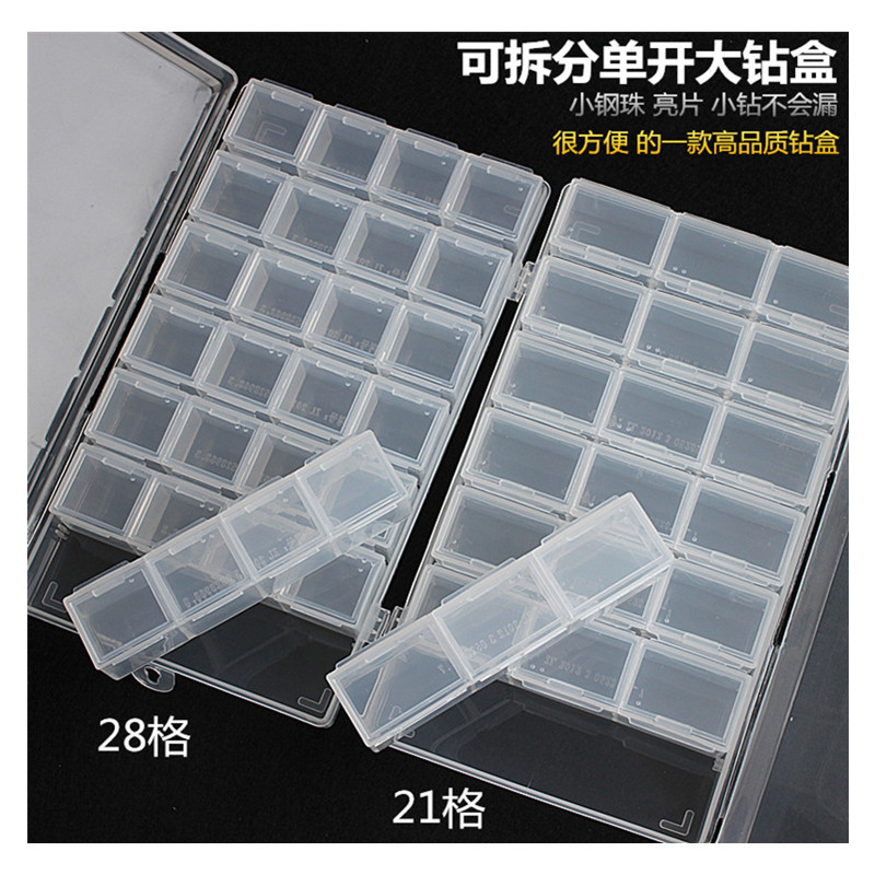 Nail art tools and supplies can be split 28 grid drill box single open independent accessories box nail rhinestone steel ball sequins