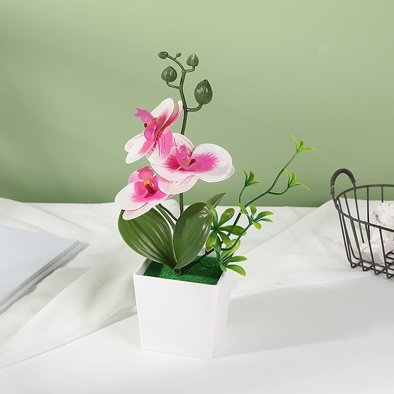 クロスボーダーのシミュレーション胡蝶蘭盆栽花付きデスクトップ装飾プラスチック造花盆栽撮影植木鉢置物花頭|undefined
