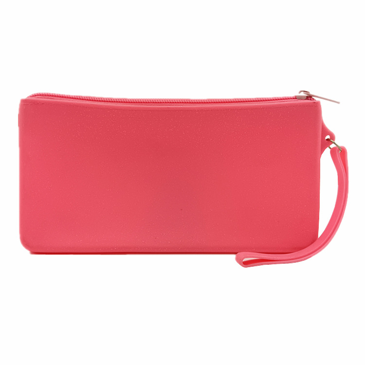 Bolsa de almacenamiento de silicona de gran capacidad de alto aspecto bolsa de cosméticos de cremallera multifuncional portátil cuadrada con impresión de logotipo