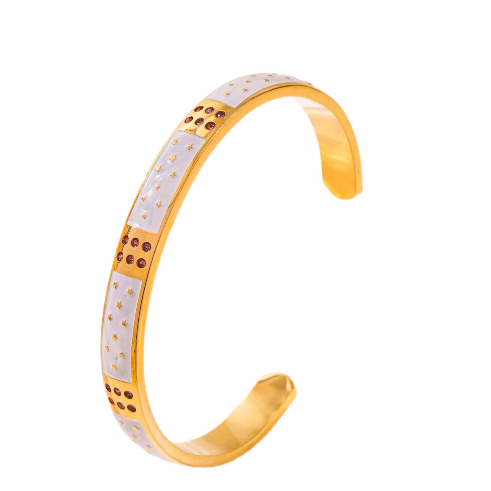 Pulseras de acero de titanio retro mujeres de moda transfronteriza europea y americana abierta electroalimentada diamantes de diamantes de diablo ojos brazalete de acero inoxidable joyas