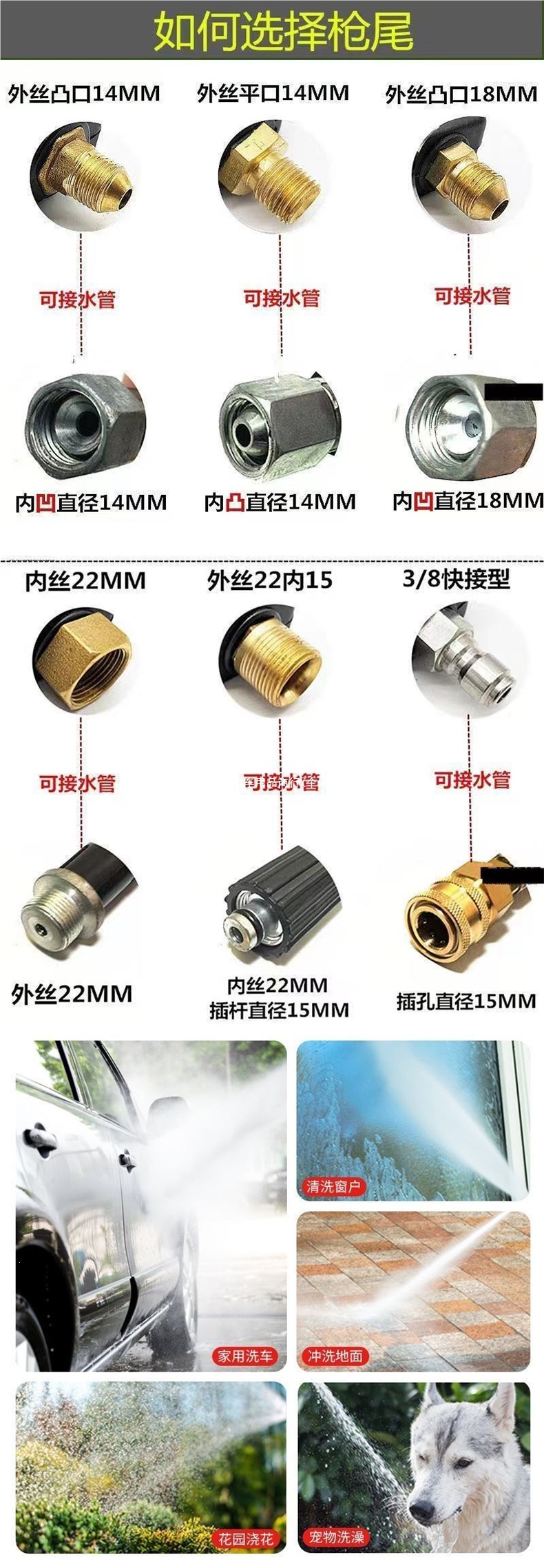High-pressure car washer water gun head, Black Cat cleaning machine fan-shaped 380 type car wash pump gun head, high-pressure water gun for car washing