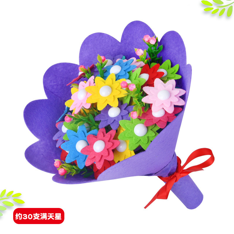 先生へdiy手作りプレゼントボタン花ハンド花幼稚園児手作り材料バッグ母の日プレゼント|undefined