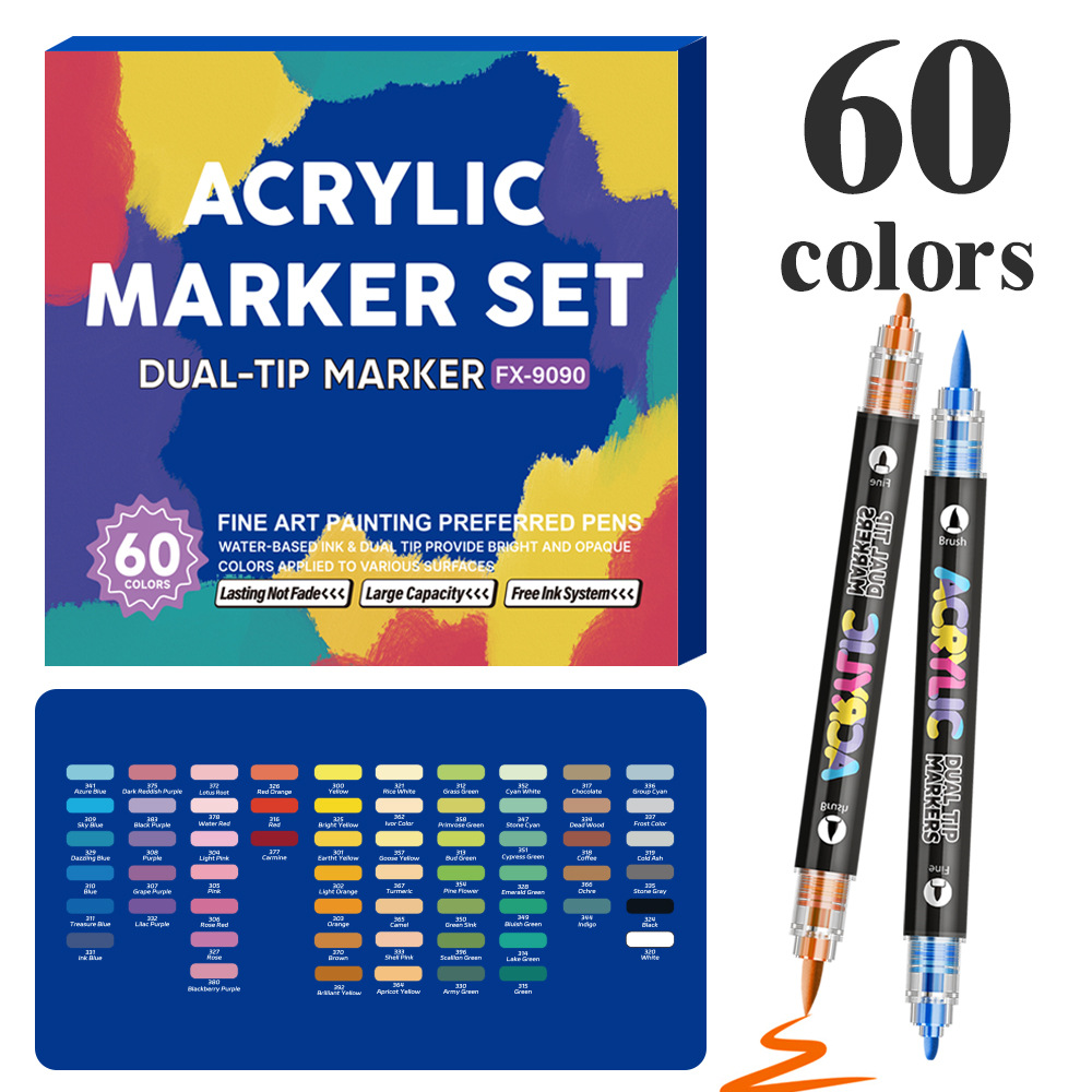 Doble cabeza líquida recta acrílico marcador conjunto de cabeza dura suave 168 color pintura impermeable DIY pincel de estudiantes al por mayor