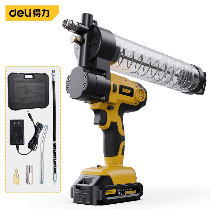 得力工具DL472600透明管黄油枪注油器手动高压打黄油机抢牛油挖掘