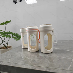ポータブルロープ二重層断熱水カバークリアスケールコーヒーカップガラスミキシングカップシェーカーカップ