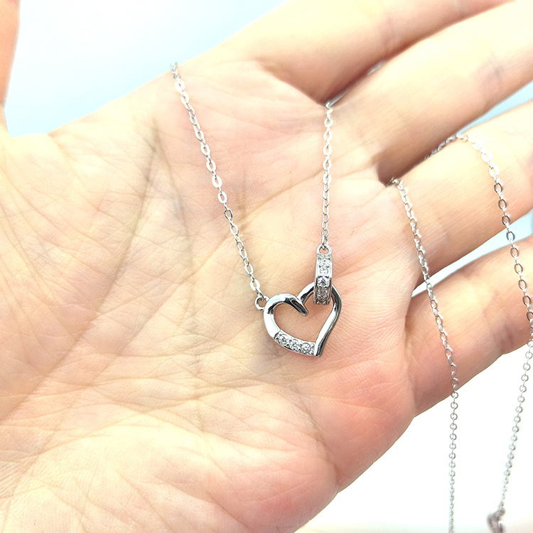 Women's Gender 925 Sterling Silver Heart Shape Pendant Necklace