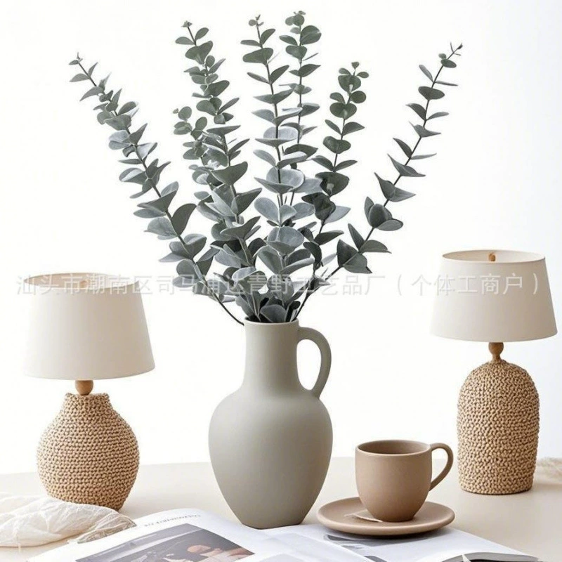 Настольная лампа в виде 9-голового крупного эвкалиптового ветвей, винтажная лампа для кабинета или прикроватная лампа, декоративное настольное украшение в виде растения.