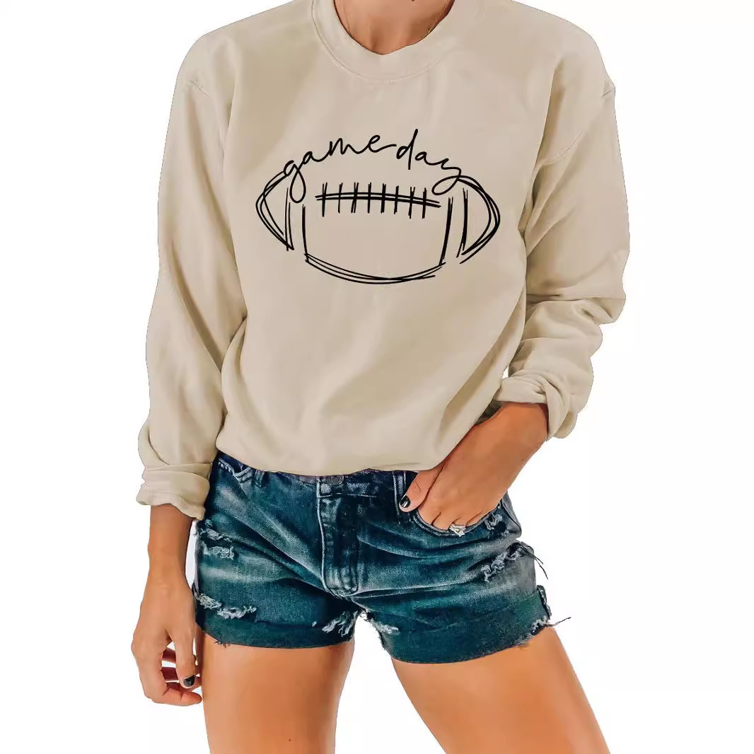 En stock de las mujeres del siglo Comercio exterior estación independiente Amazon Rugby impresión más tamaño manga larga sudadera image 5