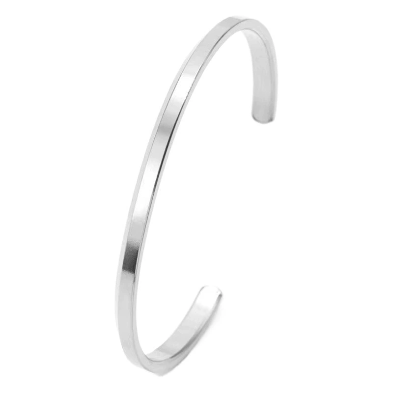Пятно производителя, оптовая продажа, открытый браслет из титановой стали, скошенный C-образный браслет, подарок, женский модный браслет