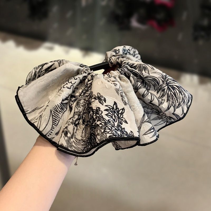 新中式水墨碎花大肠圈百搭少女扎丸子头发绳ins爆款马尾气质头绳|undefined
