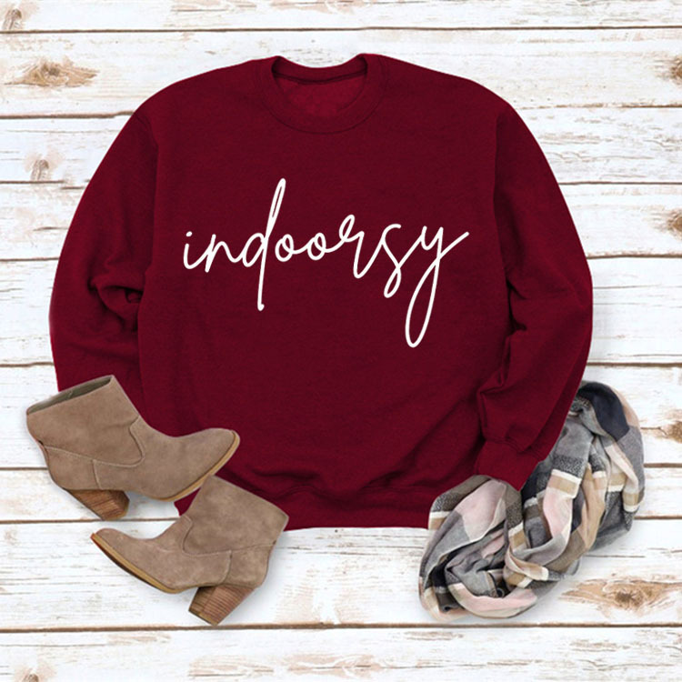 Indoorsy en stock Jersey cuello redondo europeo y americano Top manga larga impresa suelta simple suéter transfronterizo Comercio exterior al por mayor